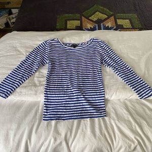 EUC J Crew Striped 3/4 Sleeve with Knotted Back